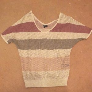 Shimmer short sleeve overlay sweater